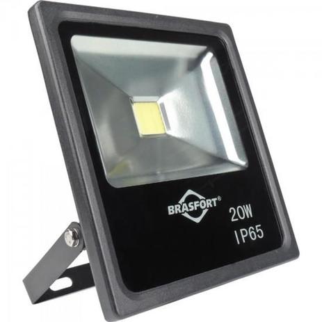 Refletor de LED 20W 6500K Bivolt SLIM Preto BRASFORT Menor preço em Refletor de LED 20W 6500K Bivolt SLIM Preto BRASFORT