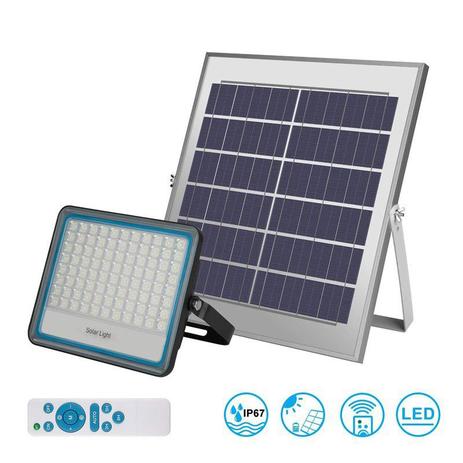 Refletor Energia Solar  Luminária Led Slim Iluminacao controle remoto 70w - Economia Solar