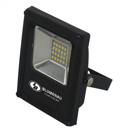 Refletor LED 10W Slim Blumenau Preto 6000K Luz Branca Menor preço em Refletor LED 10W Slim Blumenau Preto 6000K Luz Branca