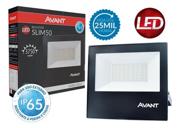Refletor led 50w luz branca 6500k bivolt avant Menor preço em Refletor led 50w luz branca 6500k bivolt avant