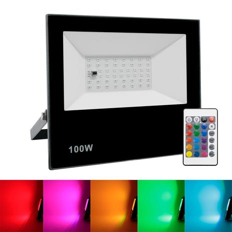 Refletor Led Holofote 100w Bivolt Rgb Colorido c/ Controle - Ry Menor preço em Refletor Led Holofote 100w Bivolt Rgb Colorido c/ Controle - Ry