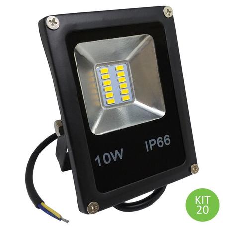 Refletor Led SMD 10w Branco Quente IP66 Bivolt Kit 20 - Green age Menor preço em Refletor Led SMD 10w Branco Quente IP66 Bivolt Kit 20 - Green age