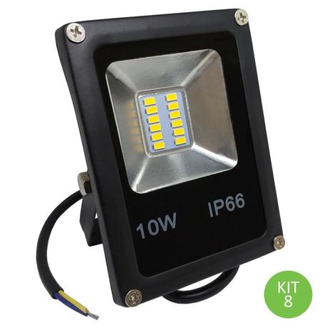 Refletor Led SMD 10w Branco Quente IP66 Bivolt Kit 8 - Green age Menor preço em Refletor Led SMD 10w Branco Quente IP66 Bivolt Kit 8 - Green age