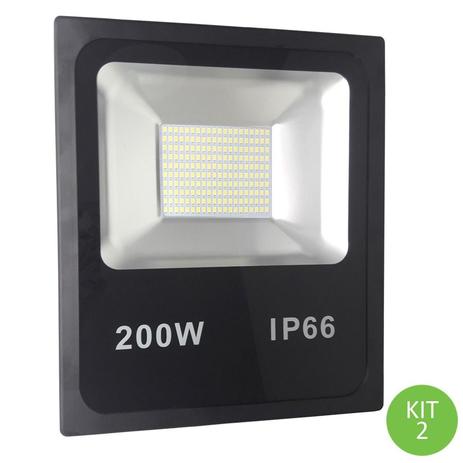 Refletor Led SMD 200w Branco Frio IP66 Bivolt Kit 2 - Green age Menor preço em Refletor Led SMD 200w Branco Frio IP66 Bivolt Kit 2 - Green age