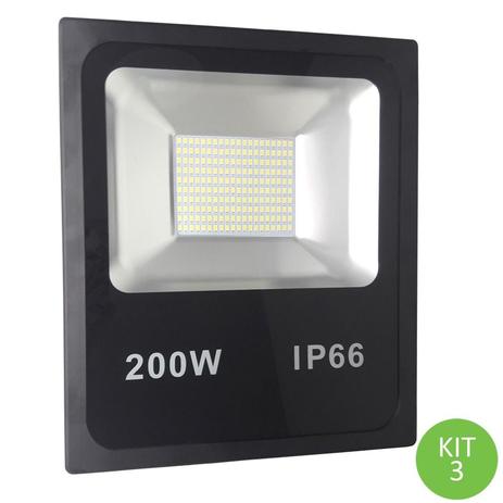 Refletor Led SMD 200w Branco Frio IP66 Bivolt Kit 3 - Green age Menor preço em Refletor Led SMD 200w Branco Frio IP66 Bivolt Kit 3 - Green age