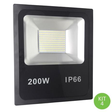 Refletor Led SMD 200w Branco Frio IP66 Bivolt Kit 4 - Green age Menor preço em Refletor Led SMD 200w Branco Frio IP66 Bivolt Kit 4 - Green age