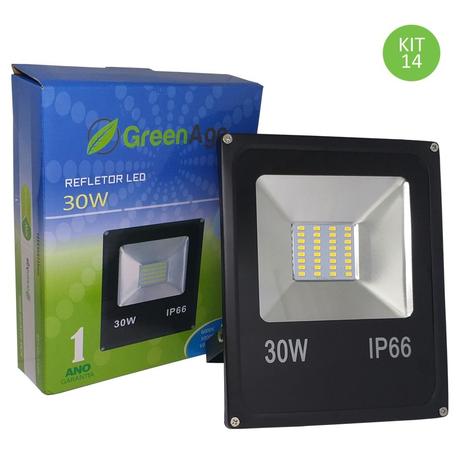 Refletor Led SMD 30w Verde IP66 Bivolt Kit 14 - Green age Menor preço em Refletor Led SMD 30w Verde IP66 Bivolt Kit 14 - Green age
