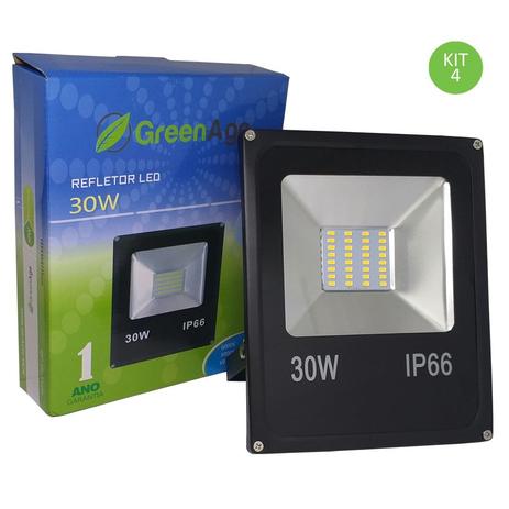Refletor Led SMD 30w Verde IP66 Bivolt Kit 4 - Green age Menor preço em Refletor Led SMD 30w Verde IP66 Bivolt Kit 4 - Green age