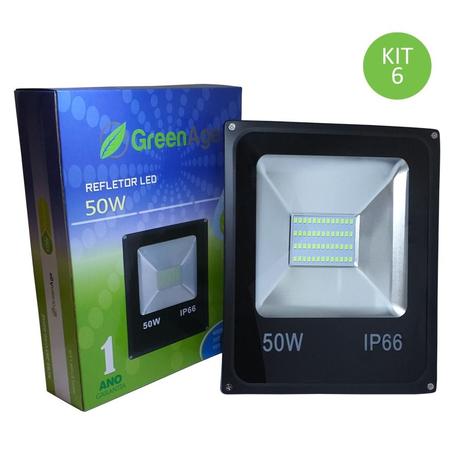 Refletor Led SMD 50w Branco Quente IP66 Bivolt Kit 6 - Green age Menor preço em Refletor Led SMD 50w Branco Quente IP66 Bivolt Kit 6 - Green age