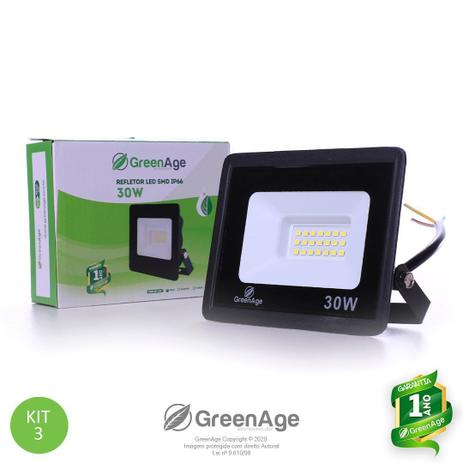 Refletor Led Verde Smd 30w Prova Dágua Bivolt Kit 3 - Green Age Menor preço em Refletor Led Verde Smd 30w Prova Dágua Bivolt Kit 3 - Green Age