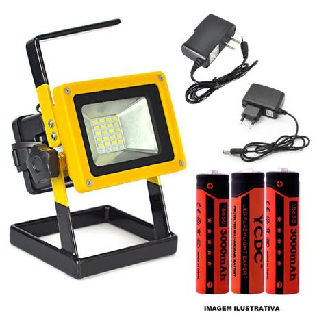 Refletor Portátil Led Recarregável 30w Holofote Branco Color - Import Menor preço em Refletor Portátil Led Recarregável 30w Holofote Branco Color - Import