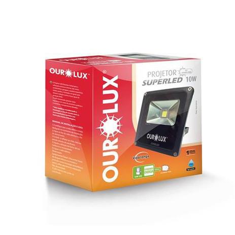 Refletor Superled Ourolux Slim 10w Preto Bivolt - 6500K Menor preço em Refletor Superled Ourolux Slim 10w Preto Bivolt - 6500K