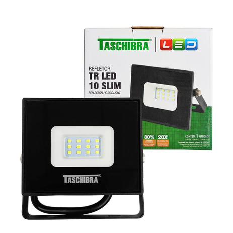 Refletor Taschibra TR LED 10 Slim Preto Menor preço em Refletor Taschibra TR LED 10 Slim Preto
