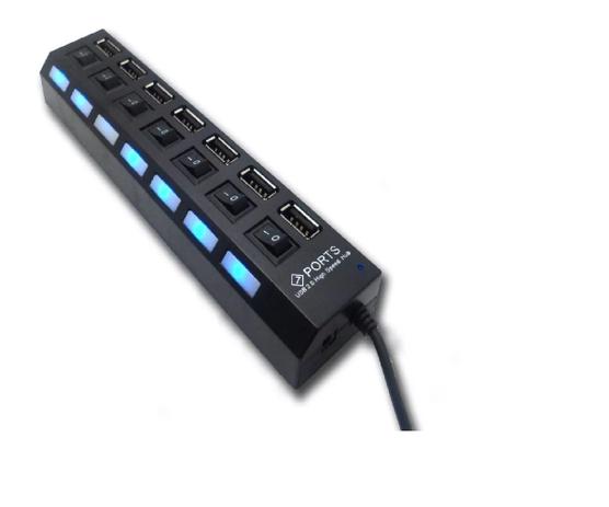 Régua Hub Usb 7 Portas 2.0 - Hi-speed Menor preço em Régua Hub Usb 7 Portas 2.0 - Hi-speed