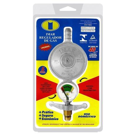 Regulador para Gás Imar 0728/06-SS Médio 1Kg/H com Manômetro sem Mangueira Menor preço em Regulador para Gás Imar 0728/06-SS Médio 1Kg/H com Manômetro sem Mangueira