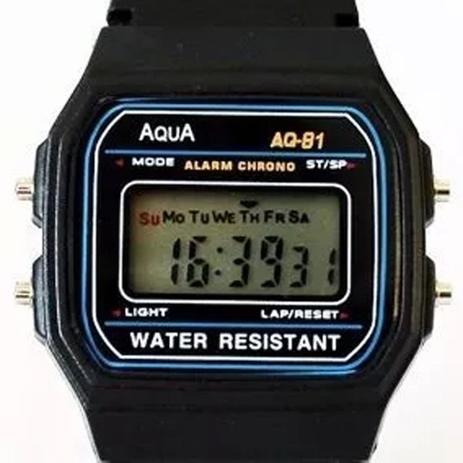 Relogio Aqua Aq-91 Retrô Vintage Aprova Dagua Preto Menor preço em Relogio Aqua Aq-91 Retrô Vintage Aprova Dagua Preto