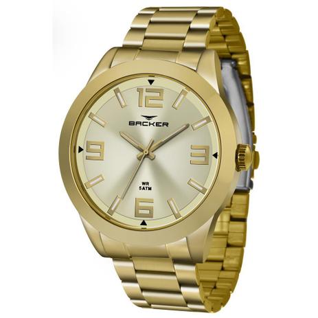 Relogio backer masculino dourado Clearance