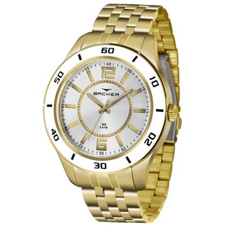 Relogio backer masculino dourado Clearance