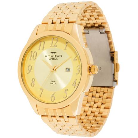 Relogio backer masculino dourado Clearance