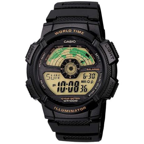 Menor preço em Relógio Casio Illuminator AE1100W-1BVDF Hora Mundial + Calendário e Alarme