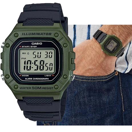 Relógio Casio Masculino W 218H 3AVDF Preto Caixa Verde ILLUMINATOR Menor preço em Relógio Casio Masculino W 218H 3AVDF Preto Caixa Verde ILLUMINATOR
