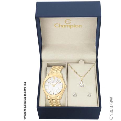 Relógio Champion Analógio CN25378W Feminino + Semijóia Menor preço em Relógio Champion Analógio CN25378W Feminino + Semijóia