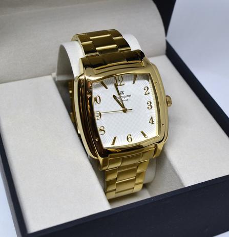 relogio feminino dourado quadrado