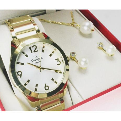 Relógio Champion Feminino CN25396W + Colar e Brincos Menor preço em Relógio Champion Feminino CN25396W + Colar e Brincos