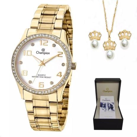 Relógio Champion Feminino Cn29089w + Colar E Brincos Menor preço em Relógio Champion Feminino Cn29089w + Colar E Brincos