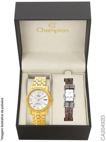 Relogio Champion Masculino CA20492D Dourado + Pulseira Menor preço em Relogio Champion Masculino CA20492D Dourado + Pulseira