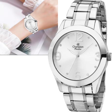 Relógio Champion Passion Feminino Grande Prateado Prova dÁgua Original  CH24268Q - Relógio Feminino - Magazine Luiza