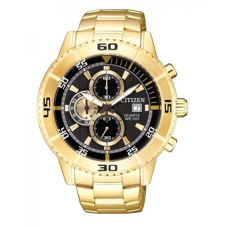 Relógio Citizen Masculino Ref: Tz30955u Cronógrafo Dourado Menor preço em Relógio Citizen Masculino Ref: Tz30955u Cronógrafo Dourado