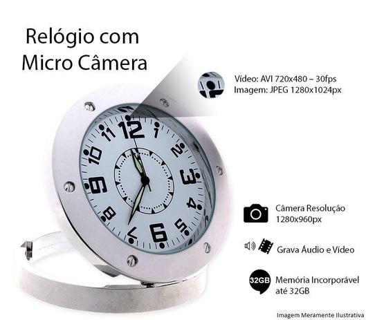 Relógio De Mesa Espião Com Micro Câmera - Quanta Menor preço em Relógio De Mesa Espião Com Micro Câmera - Quanta