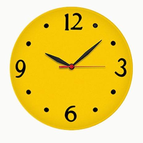 Relogio De Parede Amarelo Quartz Redondo Silencioso Plastico 30cm - Romesa Menor preço em Relogio De Parede Amarelo Quartz Redondo Silencioso Plastico 30cm - Romesa