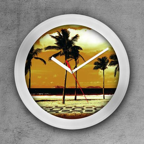 Relógio de parede decorativo, criativo e descolado  Calçadão na praia de Ipanema no Rio de Janeiro amarelo - Colours  creative photo decor é boa?