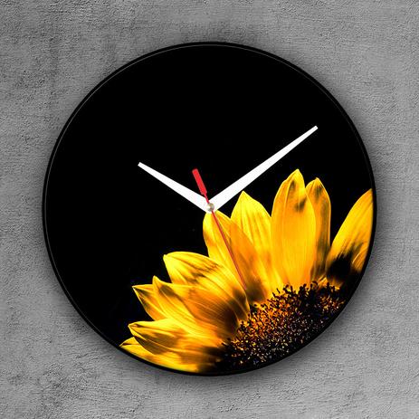 Relógio de parede decorativo, criativo e descolado Flor girassol amarelo - Colours creative photo decor Menor preço em Relógio de parede decorativo, criativo e descolado Flor girassol amarelo - Colours creative photo decor