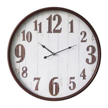 Relogio de parede em madeira e metal branco 60cm x 5cm - Btc decor Menor preço em Relogio de parede em madeira e metal branco 60cm x 5cm - Btc decor