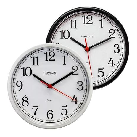 Relógio de Parede Redondo Nativo 23cm Quartz 1 Unidade Menor preço em Relógio de Parede Redondo Nativo 23cm Quartz 1 Unidade