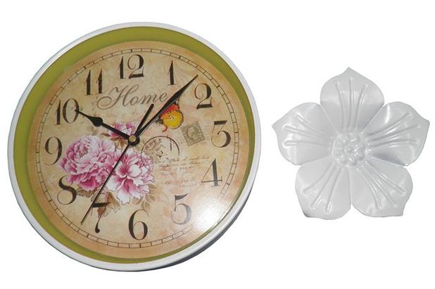 Relogio De Parede Retro Com Suporte de Flor Enfeite Decorativo (REL-39) - Braslu Menor preço em Relogio De Parede Retro Com Suporte de Flor Enfeite Decorativo (REL-39) - Braslu