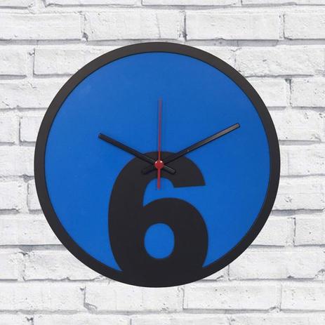 Menor preço em Relógio de Parede Sala Madeira Básico 6 Cor Azul 30x30x2cm - Maisaz