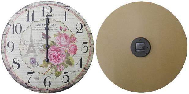 Relogio De ParedeDecoracao Torre Eiffel Com Rosas Redondo Grande Vintage Retro (XIN-02) - Braslu é boa?