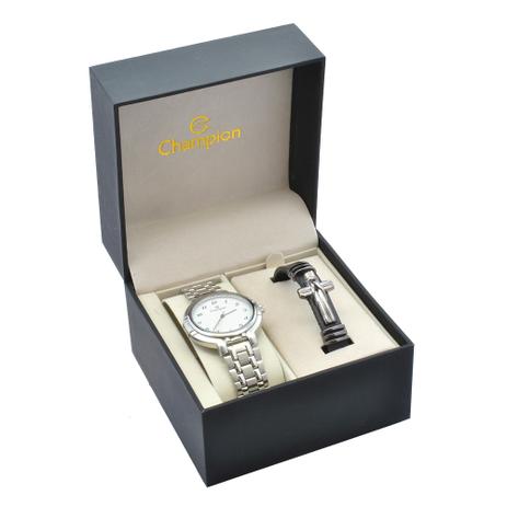 Relógio de Pulso Champion Masculino Kit com Pulseira de Courino CH22082I - Prata - Champion watch Menor preço em Relógio de Pulso Champion Masculino Kit com Pulseira de Courino CH22082I - Prata - Champion watch