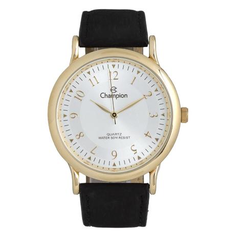 Relógio de Pulso Champion Unissex com Pulseira de Couro CH22813B - Dourado Menor preço em Relógio de Pulso Champion Unissex com Pulseira de Couro CH22813B - Dourado