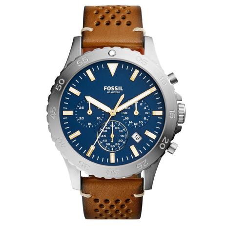 Relógio de Pulso Fossil Crewmaster Masculino com Pulseira de Couro CH3077/0AN - Prata e Marrom Menor preço em Relógio de Pulso Fossil Crewmaster Masculino com Pulseira de Couro CH3077/0AN - Prata e Marrom