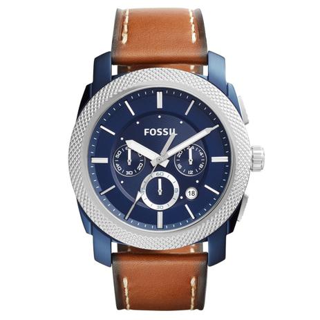 Relógio de Pulso Fossil Masculino com Pulseira de Couro FS5232/OAN - Azul, Prata e Marrom Menor preço em Relógio de Pulso Fossil Masculino com Pulseira de Couro FS5232/OAN - Azul, Prata e Marrom