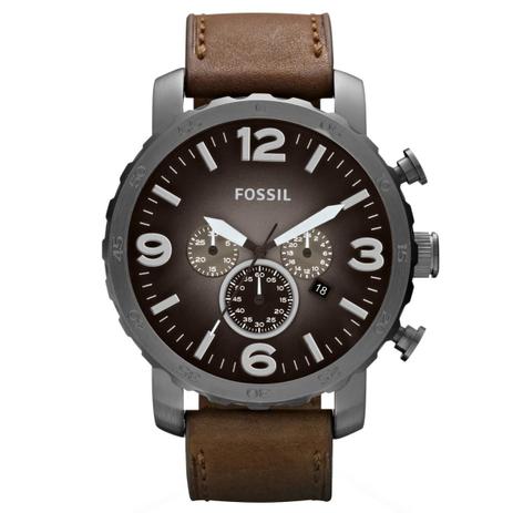 Relógio de Pulso Fossil Masculino com Pulseira de Couro JR1424/2PI - Grafite e Marrom Menor preço em Relógio de Pulso Fossil Masculino com Pulseira de Couro JR1424/2PI - Grafite e Marrom