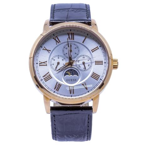 Relógio de Pulso Guess Masculino com Pulseira de Couro 92617GPGDRC2 - Rosé e Preto Menor preço em Relógio de Pulso Guess Masculino com Pulseira de Couro 92617GPGDRC2 - Rosé e Preto
