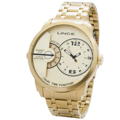 Relógio de Pulso Lince Masculino Dual Time MRGH049S C2KX - Dourado Menor preço em Relógio de Pulso Lince Masculino Dual Time MRGH049S C2KX - Dourado