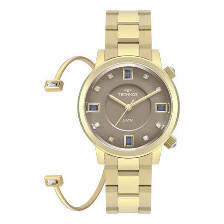 Relógio de Pulso Technos Crystal Kit com Bracelete Feminino 2039BU/K4C - Dourado Menor preço em Relógio de Pulso Technos Crystal Kit com Bracelete Feminino 2039BU/K4C - Dourado