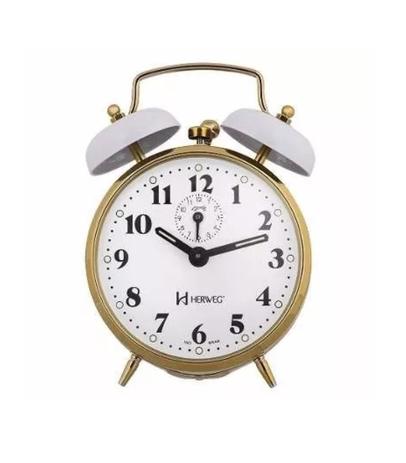 Relógio Despertador Branco Antigo A Cordas Herweg 2215 Menor preço em Relógio Despertador Branco Antigo A Cordas Herweg 2215